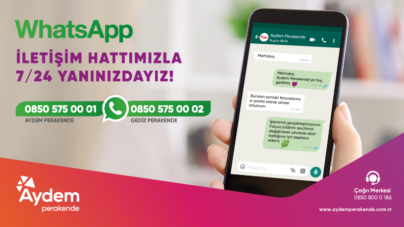 Aydem ve Gediz Perakende’den Whatsapp iletişim hattı