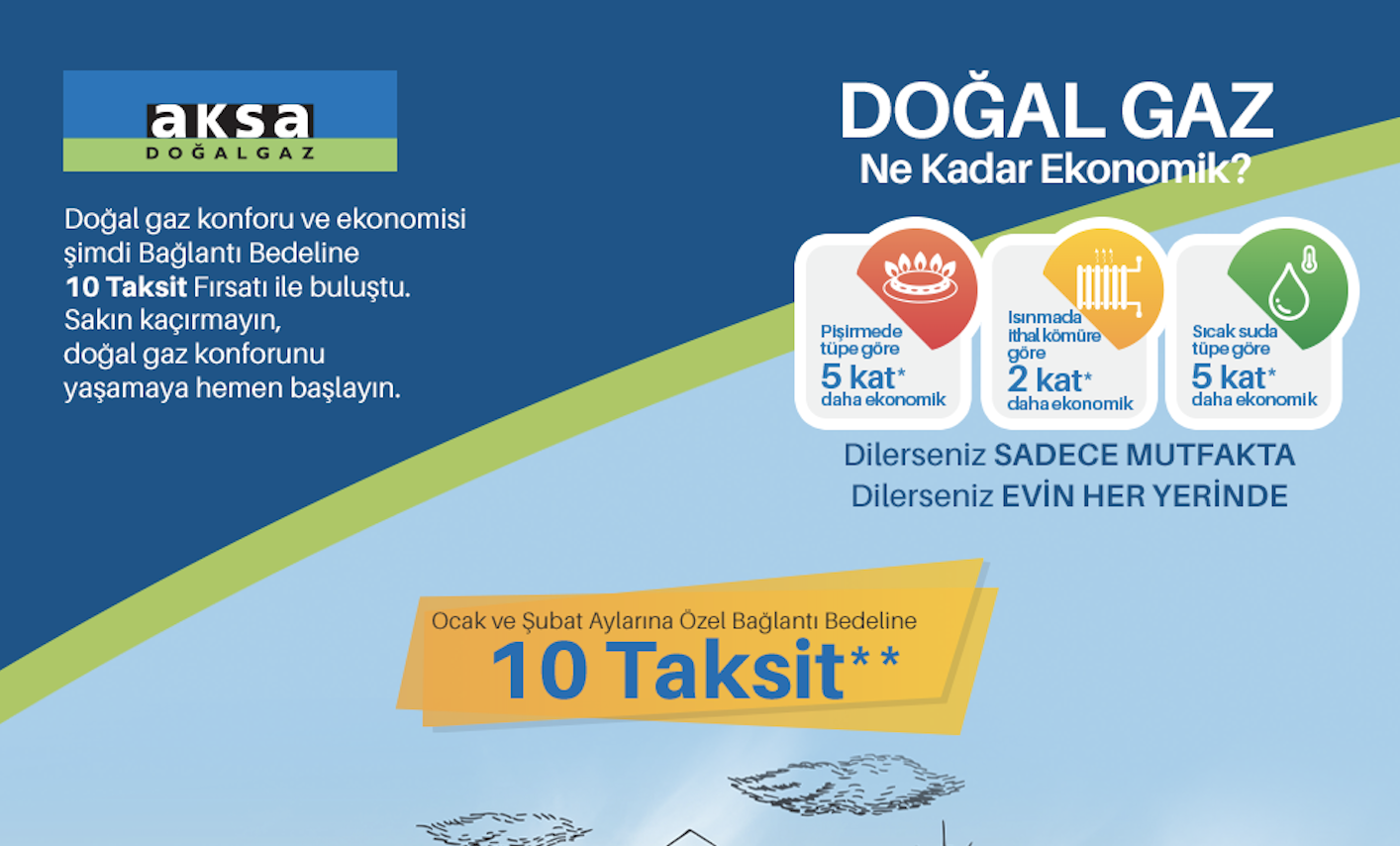 Aksa Doğalgaz faaliyet bölgesindeki 27 ilin tamamında taksit kampanyası başlattı
