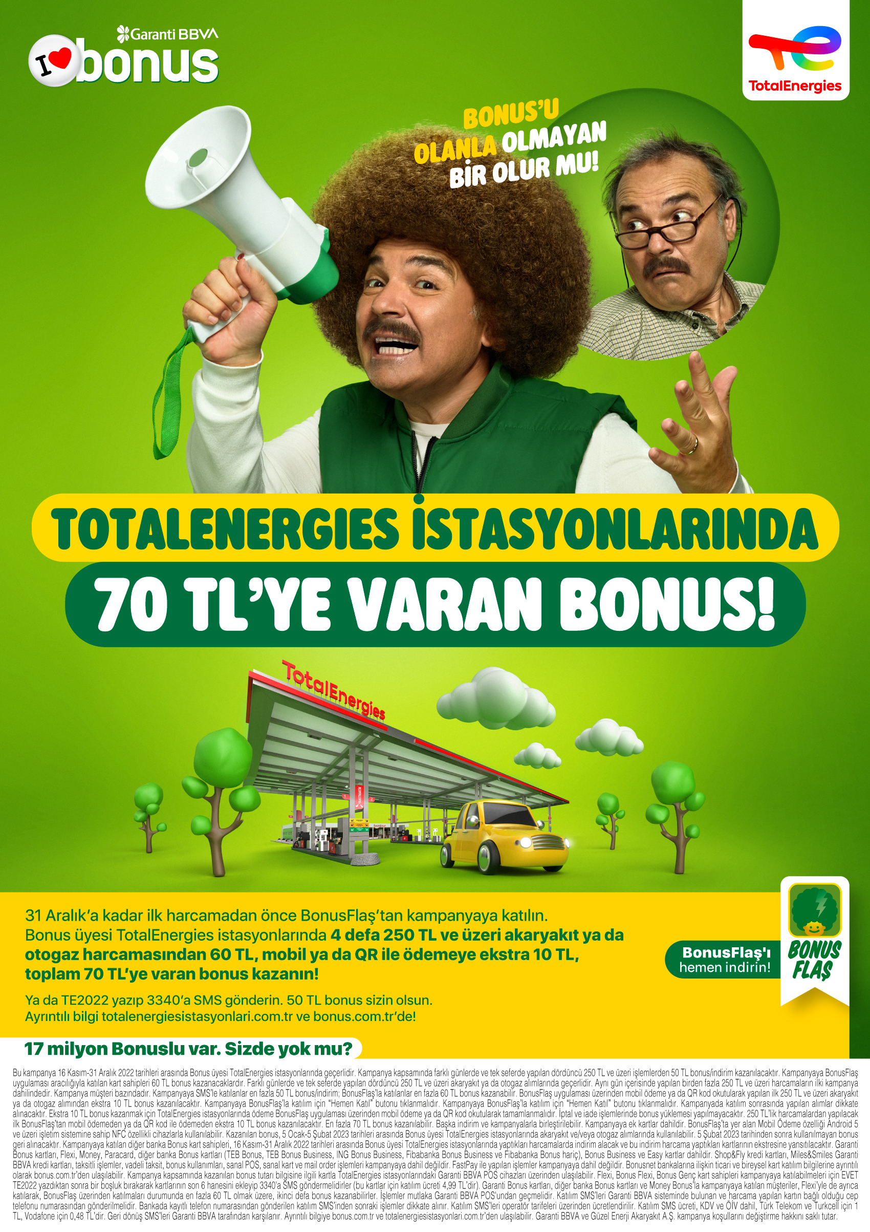 TotalEnergies istasyonlarında bonuslulara 70 tl’ye varan bonus