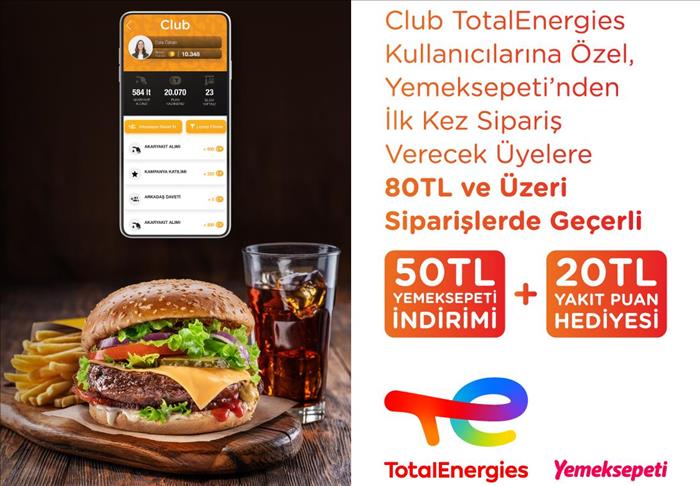 Club TotalEnergies’ten üyelerine Yemeksepeti’nde indirim fırsatı