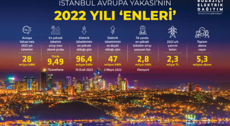 2022’de Türkiye’deki elektrik tüketiminin yüzde 8,5’i İstanbul’un Avrupa Yakası’ndan