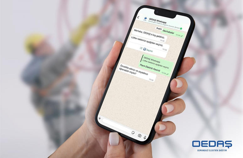 OEDAŞ, tüketicileriyle WhatsApp üzerinden yazışıyor